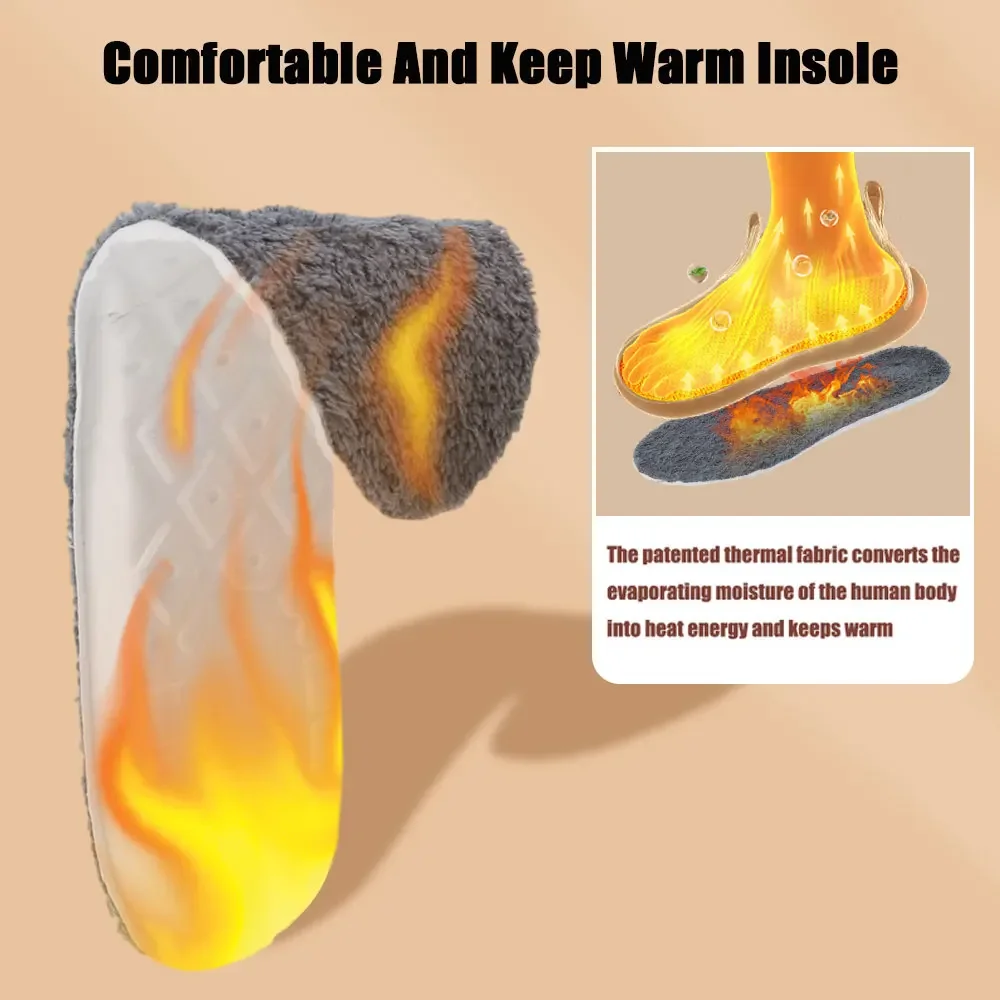 Winter Warm Self Heated Insole Unisex Thermal Thicken Plush Sports Shoe Sole Orthopedic Inserts Memory Foam Shock-absorbing Pads