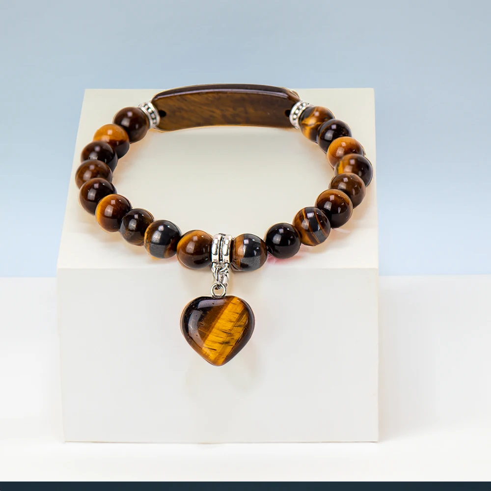 Natural Stone Crystal Bracelets Strand Heart Italian Charm Beaded Matching Love Moonstone Jade Summer For Women Jewelry Gift