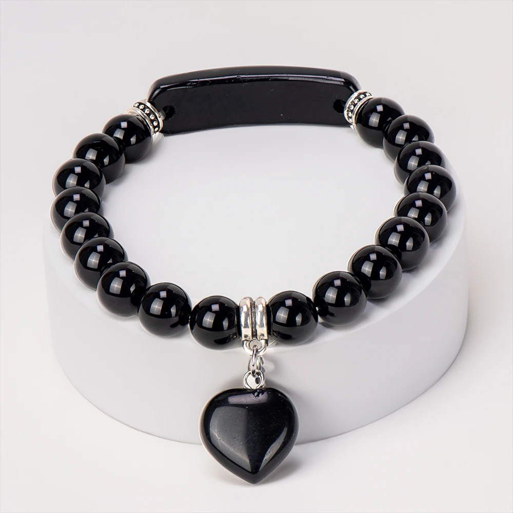 Natural Stone Crystal Bracelets Strand Heart Italian Charm Beaded Matching Love Moonstone Jade Summer For Women Jewelry Gift