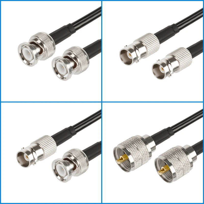 BNC to UHF PL259 Male Plug & SO239 Female Jack to BNC Male Connector crimp RG58 cable Wire Terminal RF jumper pigtail 0.3m~50m