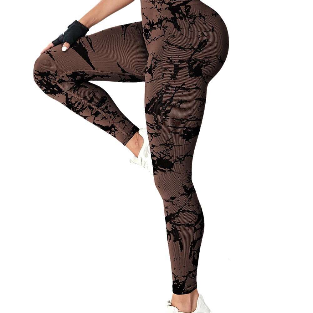 Yoga Seamless Knitted Tie Dye Style Yoga Tights Running Fiess Underpants