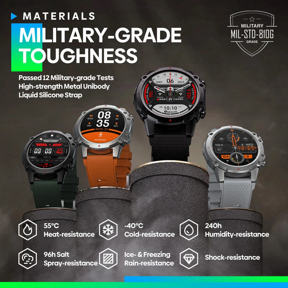 Zeblaze Stratos 3/Zeblaze Vibe 7 Lite Bluetooth Smartwatch 1.47'' IPS Display Voice Call 100+ Sport Modes Health Monitor Watch