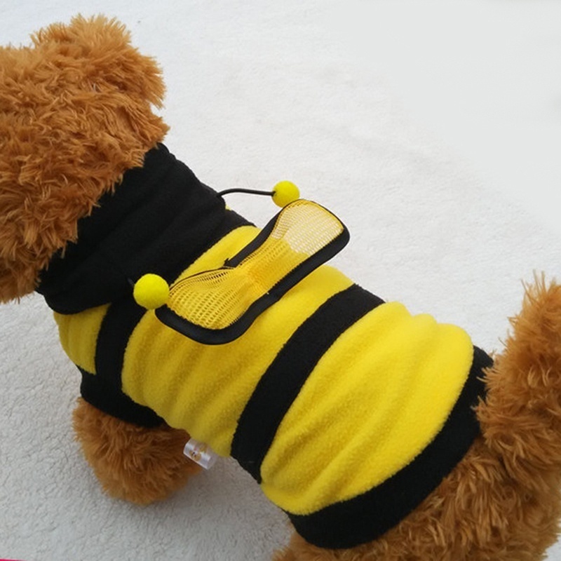Halloween Pet Costume! Bee Dog Hoodie & Cat Cosplay - Cute Animal Puppy Fleece Sweater for Small Dogs (Chihuahua/Pug/Yorkie)