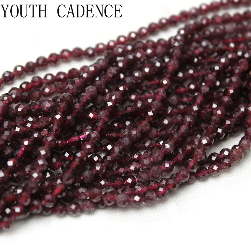 Natural Faceted Garnet Stone Tiny Beads Loose Spacer Beads 2-4mm for Jewelry Making DIY Bracelet Necklace Earrings Accessories