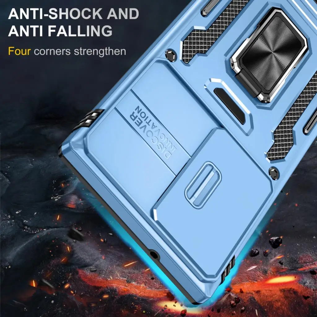 Ring Camera Cover Case For Samsung Galaxy S23 Plus S22 Ultra S20 S21 FE 5G Shockproof Magnetic Stand Phone Case With Car Holder