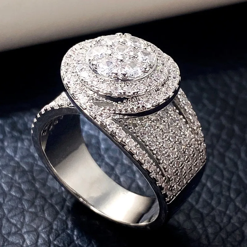 Huitan Full Bling Iced Out Cubic Zirconia Rings Women for Engagement Wedding 2025 Bands Accessory new High Quality Trendy Jewelry