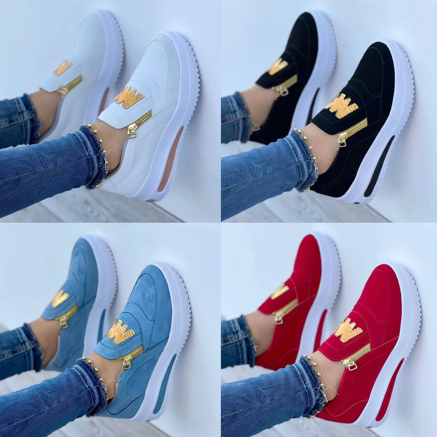 Women Sneakers Lightweight Platform Summer Women Shoes Plus Size Female Tennis Shoes Non-Slip Sport Shoes Slip On Shoes