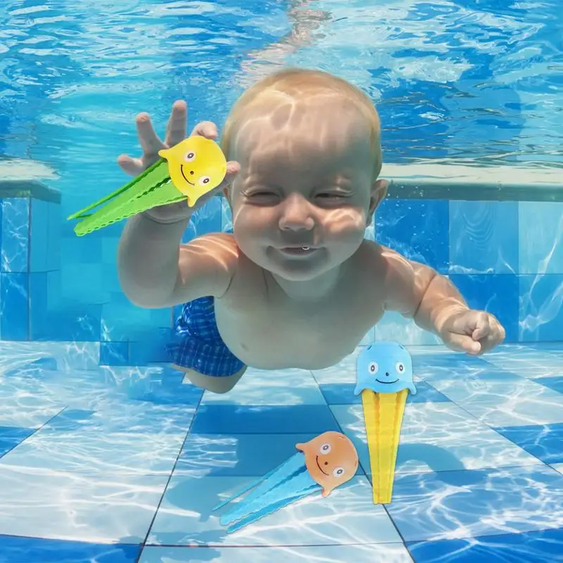 Dive Toys For Pool For Kids Underwater Swimming Toys Colorful Shark Fishbone Jellyfish Torpedo Underwater Games Throw Toy Diving