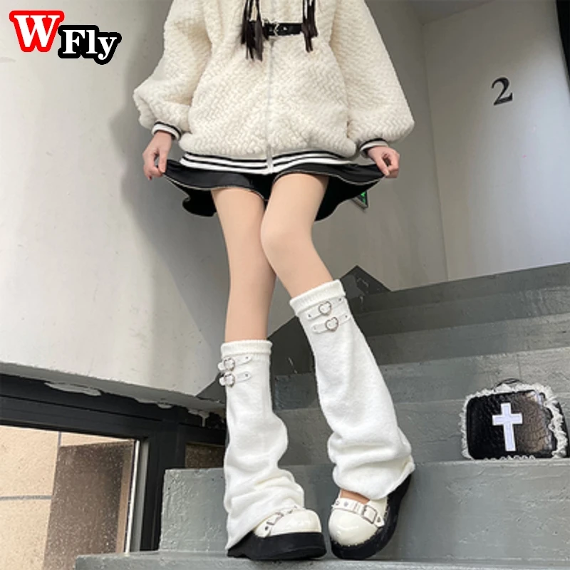 Knitted wide leg 2025 Leg Warmers Gothic punk y2k Spice new Girl Haruku Leg Warmer woman Japanese style versatile
