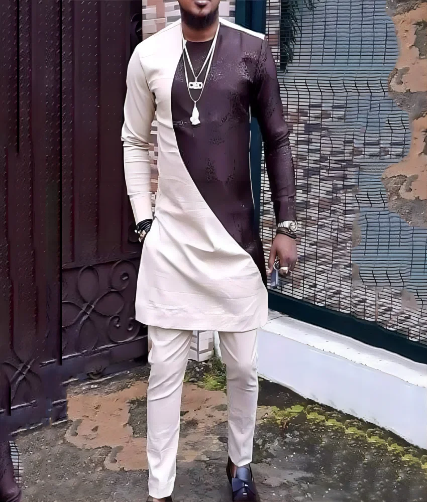 Summer New Dashiki African Men's Clothing Long-Sleeved Shirt And Tracksuit Pants 2-Piece Dance Party Prayer Young Men's Suit