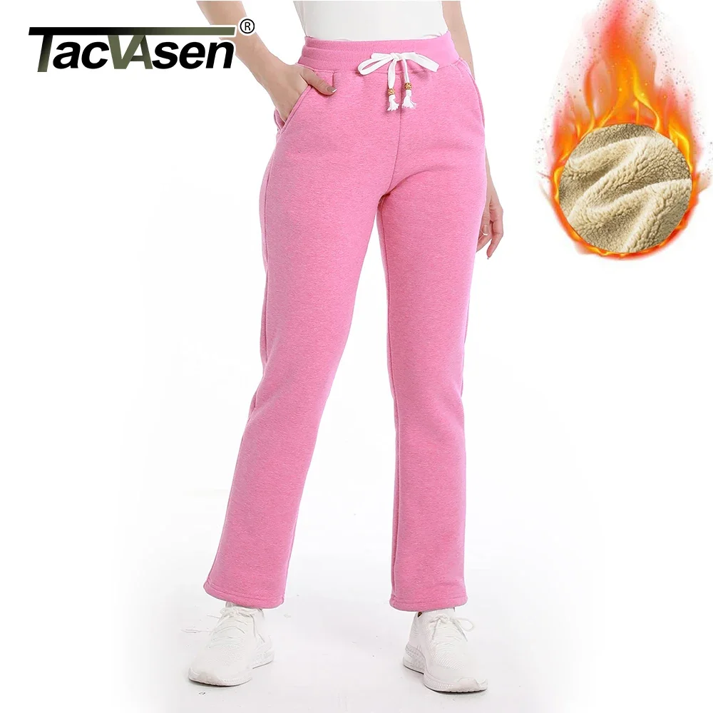 TACVASEN Winter Fleece Warm new 2025 Pants Womens Sports Sweatpants Fluffy Sherpa Pants Outdoor Running Thermal Casual Trousers Females