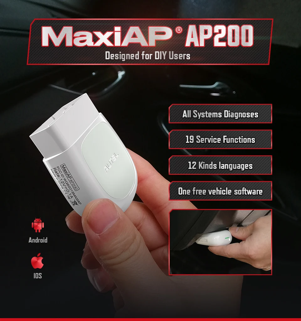 Autel MaxiAP AP200 OBD2 Full Systems Diagnostic Tool Check Engine Light Code Reader 2025 for Family DIYers new Obd2 Scanner autel ap200