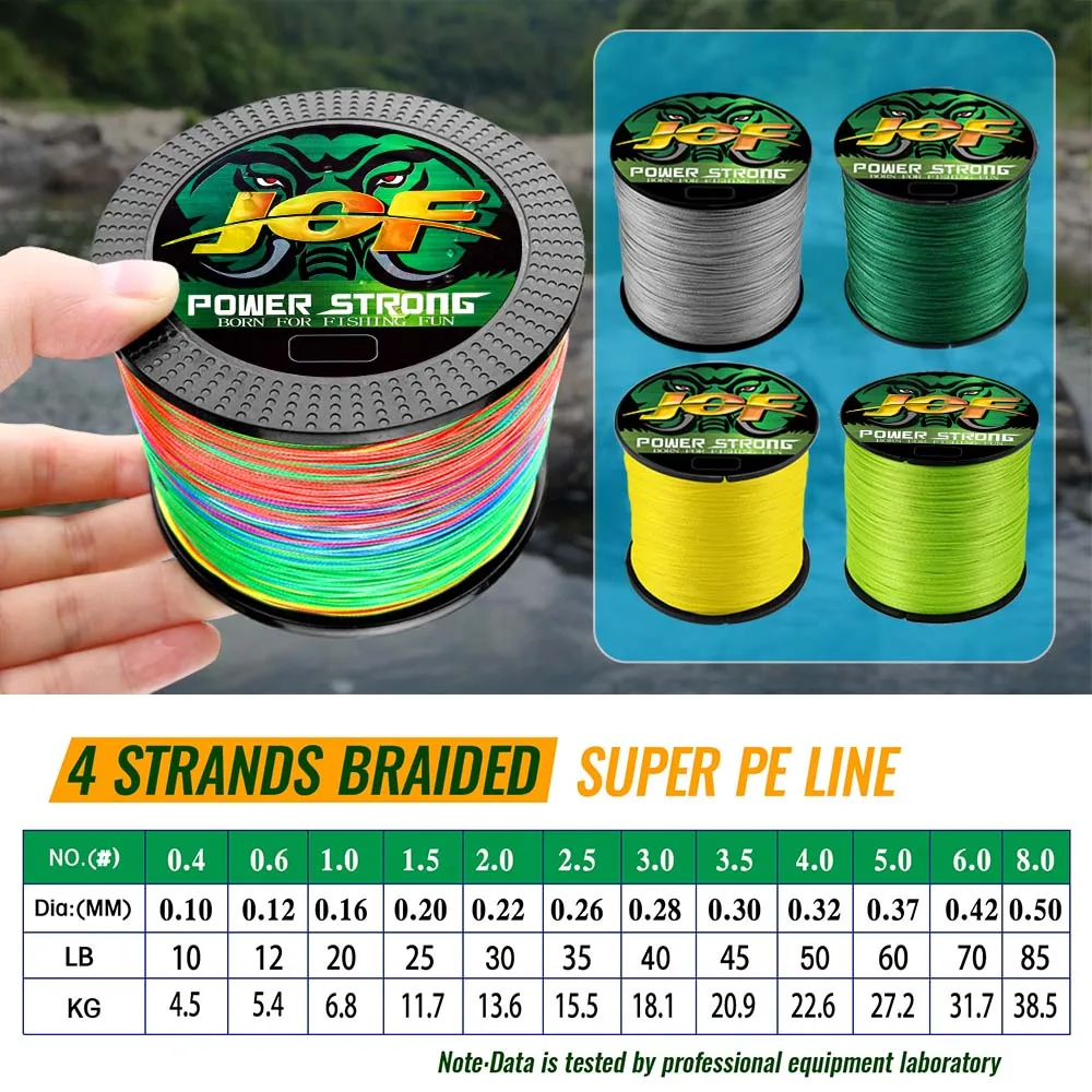 JOF 4 Strands Fishing 2025 Line new 300M 100M Multifilament PE Braided Fishing Line 10-85LB Saltwater Carp Pesca