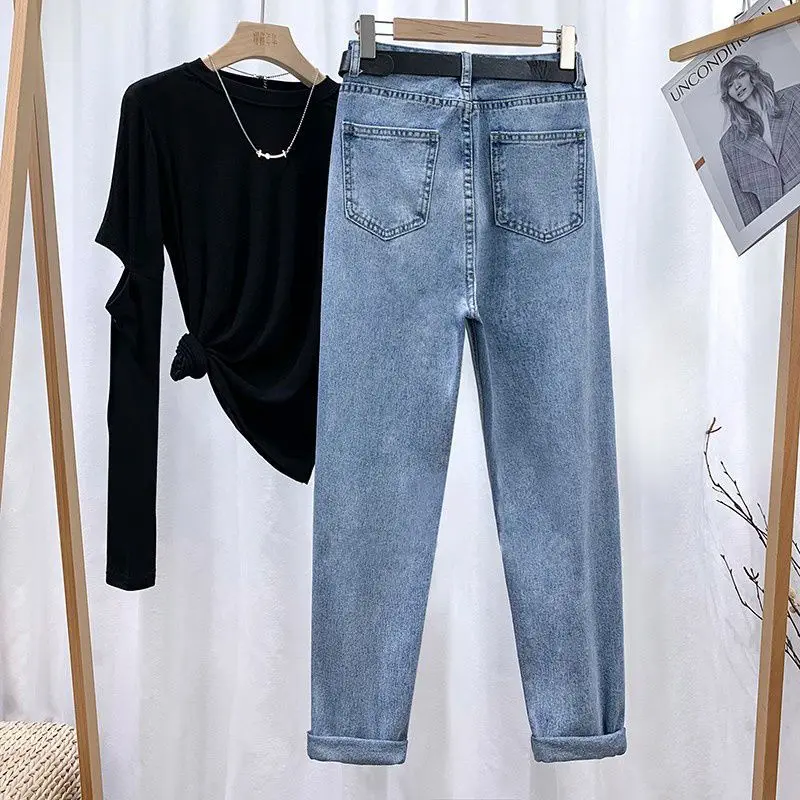Spring Autumn 6 Colors High Waist new Straight Wide Leg Pants Korean All-match Slim Loose Denim Trousers 2025 Casual Women Harlan Pants