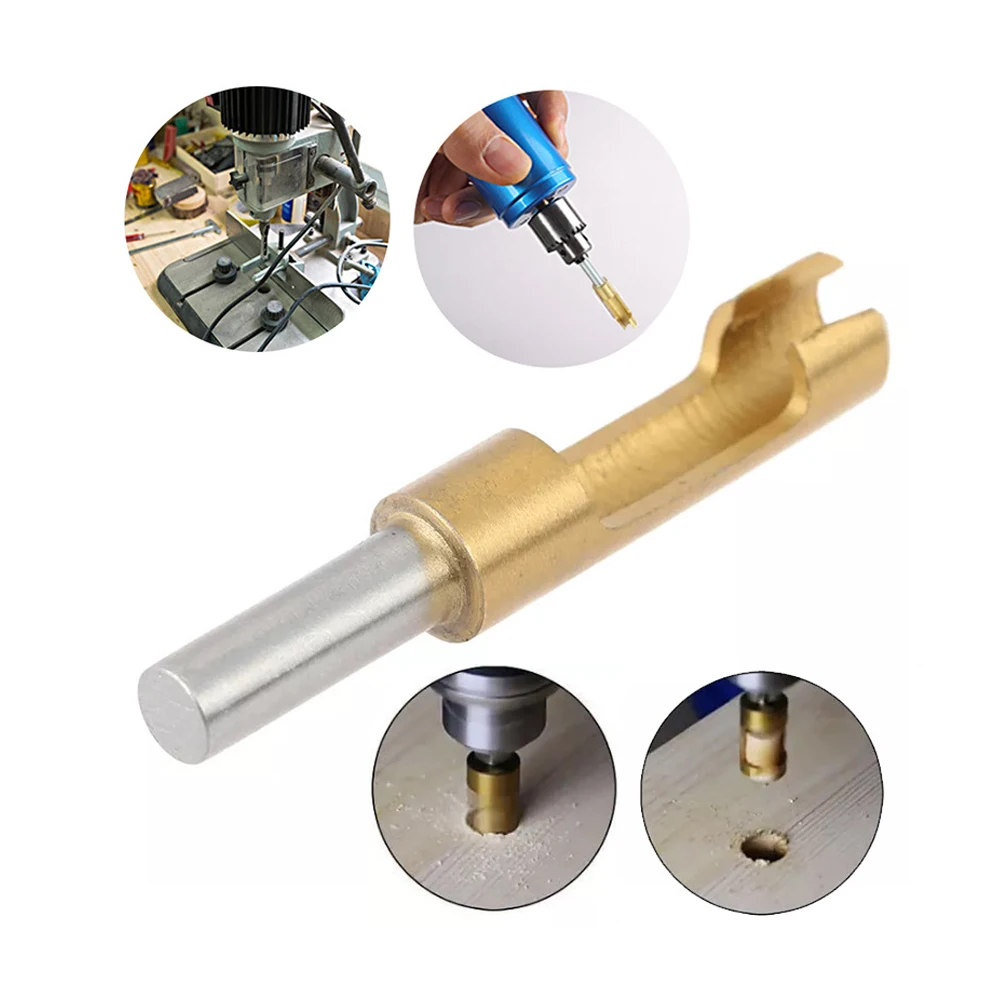 4pc new cylinder type titanium plated wood plug drill gold round wood plug 6-16mm woodworking hole opener bit 2025 tool set
