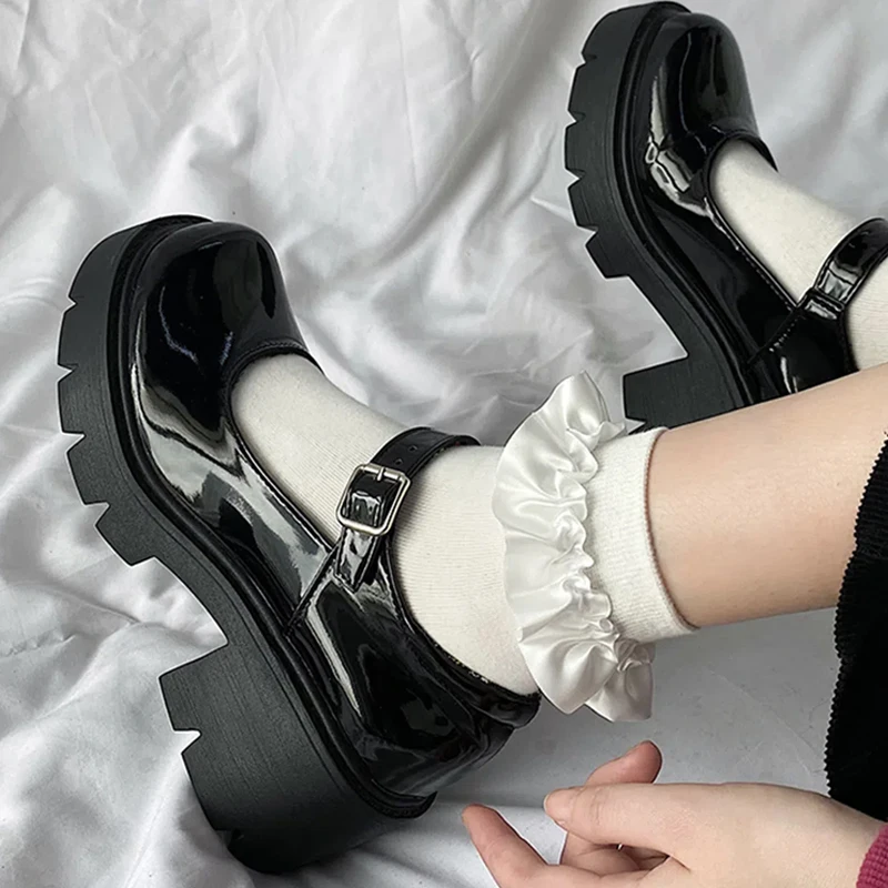 2023 Spring Platform Leather Shoes Women Flats Casual Oxford Loafers Thick Bottom Ladies 2025 new Wedge Lolita Shoes Mary Jane Ladies