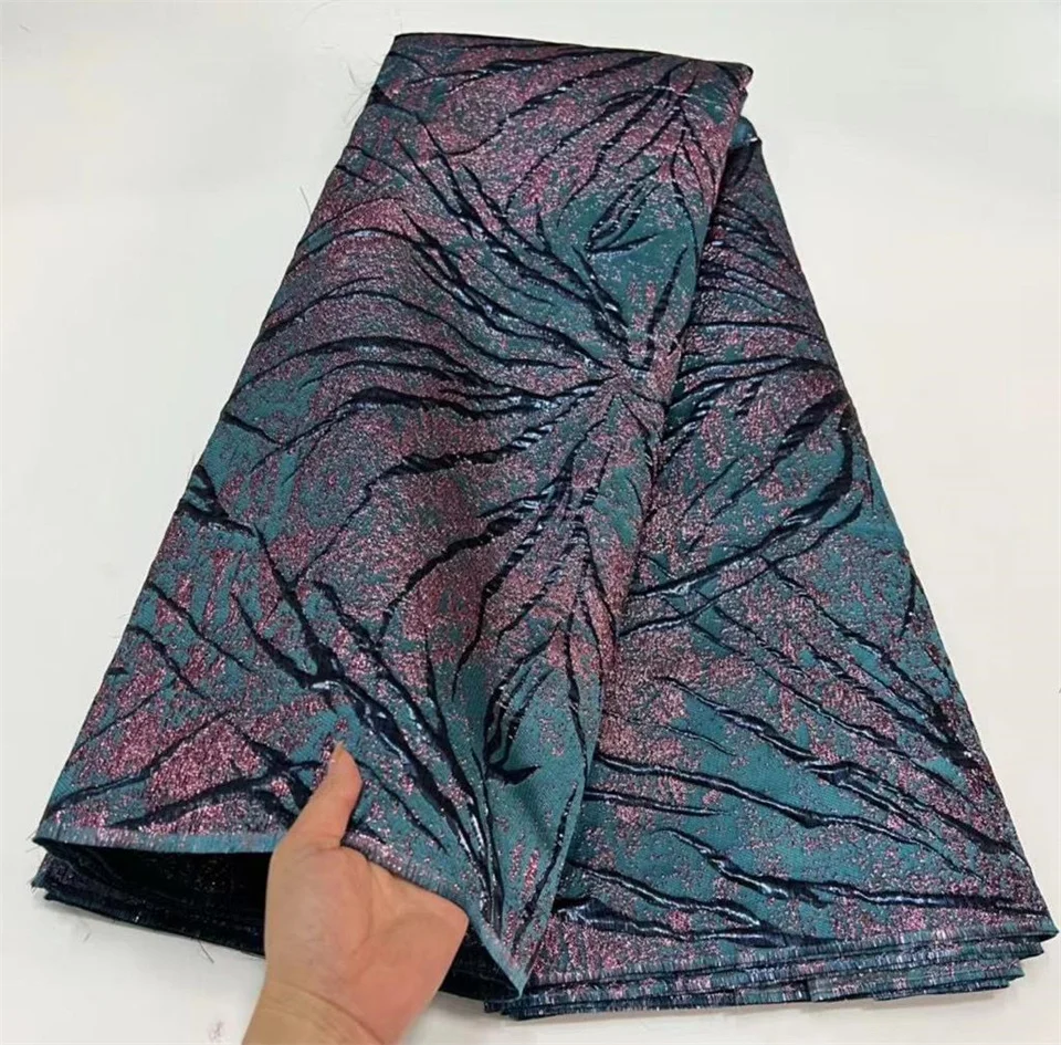 PGC 2023 new High Quality Nigerian Flower Floral Damask Tissu Fabrics 2025 For Wedding Gold African Brocade Jacquard Lace Fabric LY2540