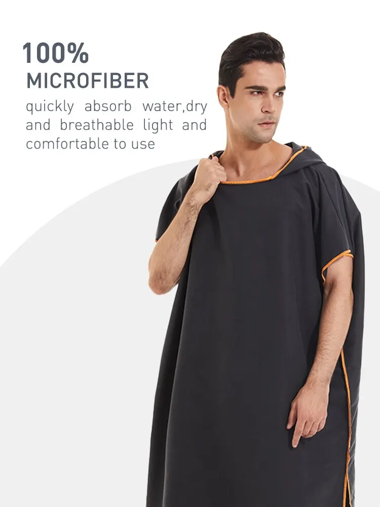 Surf Poncho Towel Poncho Quick-Dry Towel Hoodie Microfiber Beach Robe Changing Poncho Swim Towel Beach Poncho For Adults