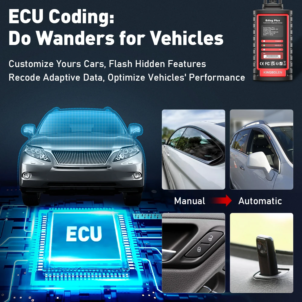 Ediag Plus Car KINGBOLEN Diagnostic Scanner OBD Obd2 Bluetooth Tools CANFD ddmysmile Protocol ALL System ECU Coding Active Test 16 Reset Smile