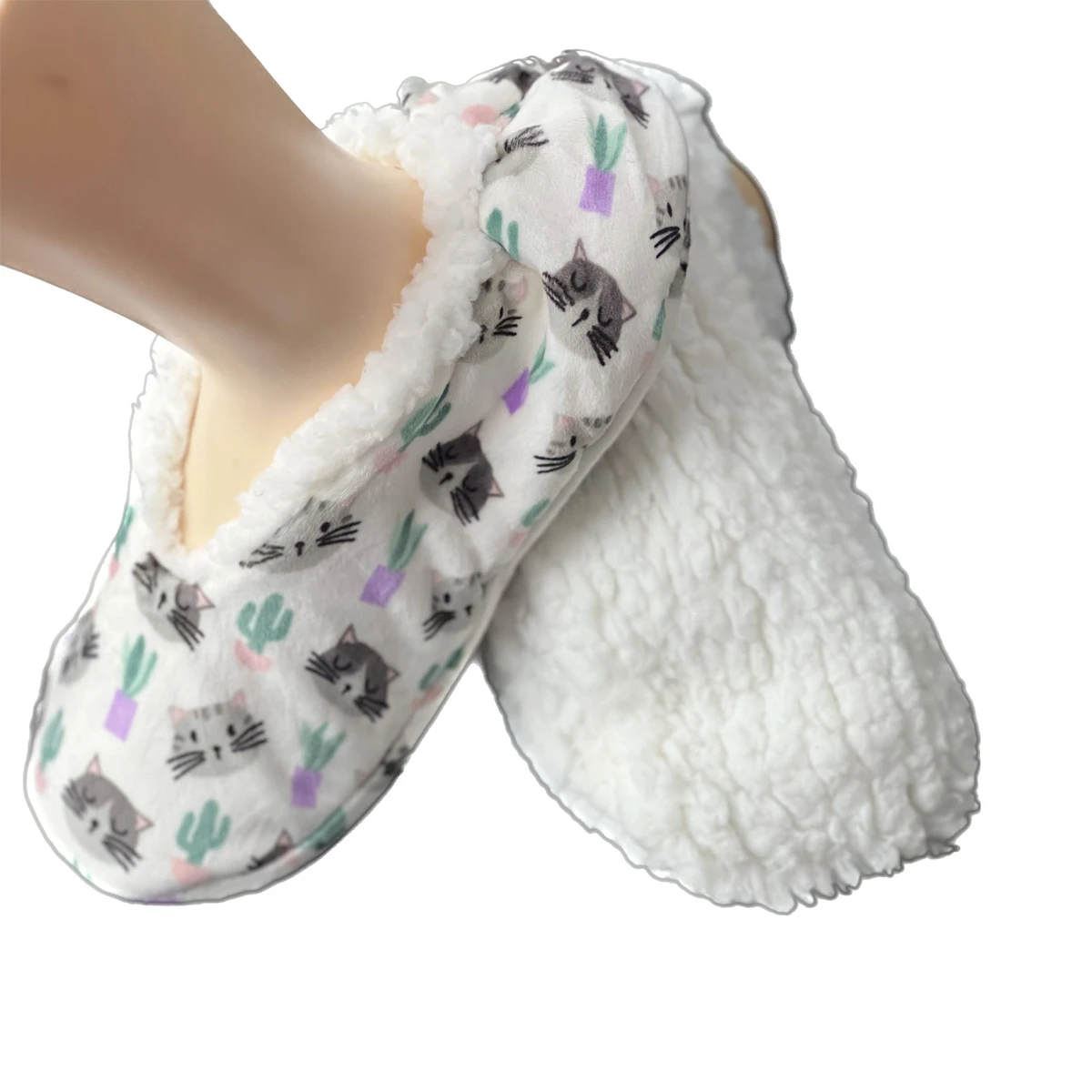 Fluffy Female Floor Slipper Womens Dinosaur Snowman Winter Shoes Thick Plush Anti Skid Grip Cute Funny Indoor Home House Shoes