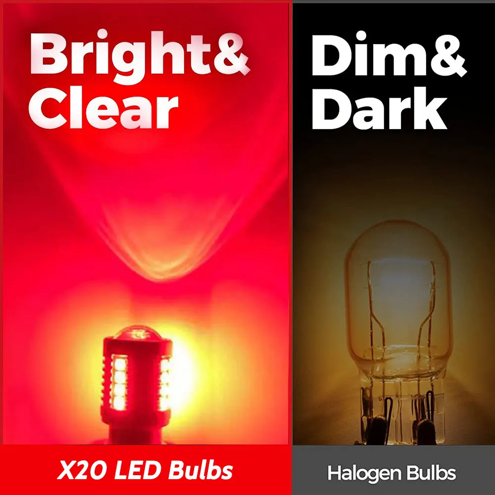 2PCS Super Bright 1800LM P21/5W BAY15D 1157 LED Bulbs P21W BA15S 1156 White Red Car Tail Brake Stop Lamp Reverse Back Up Light