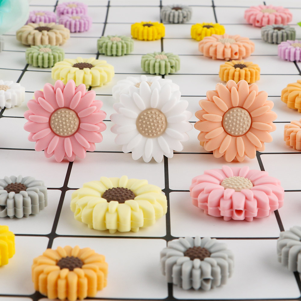 Baby Silicone Beads 3/10pcs Mini Flowers Teething Clips Beads For Jewelry Making Bulk DIY Pacifier Chain Jewelry Accessories