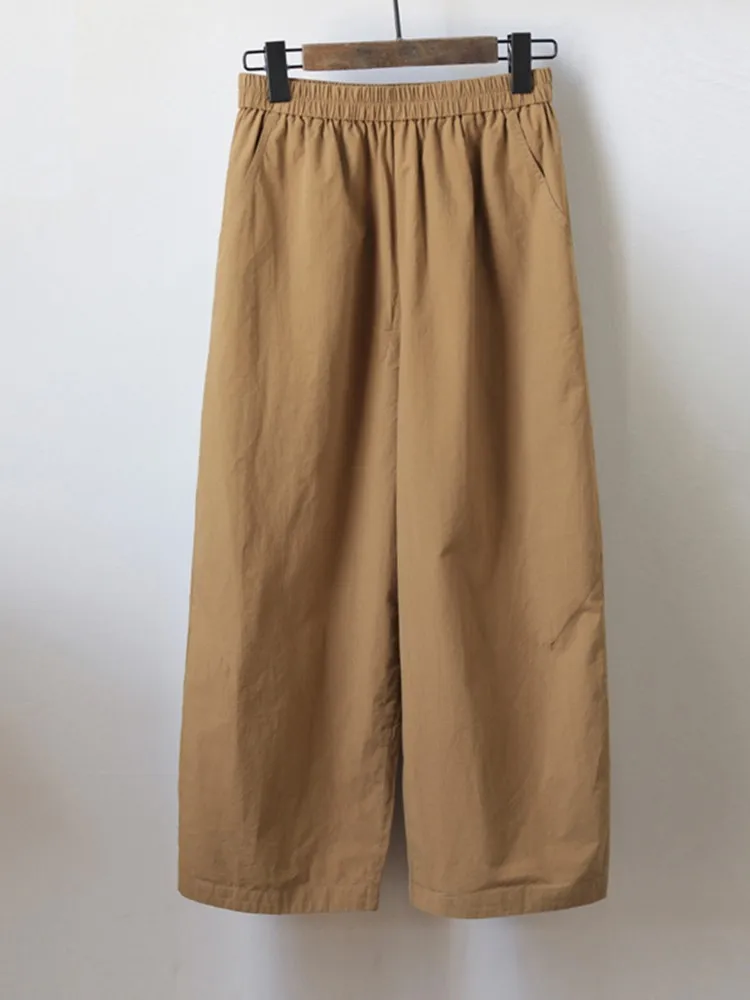 Women Casual Wide Leg Pants New Arrival 2025 2023 Summer Vintage Style Solid Color Loose Comfortable Female new Ankle-length Pants B2387