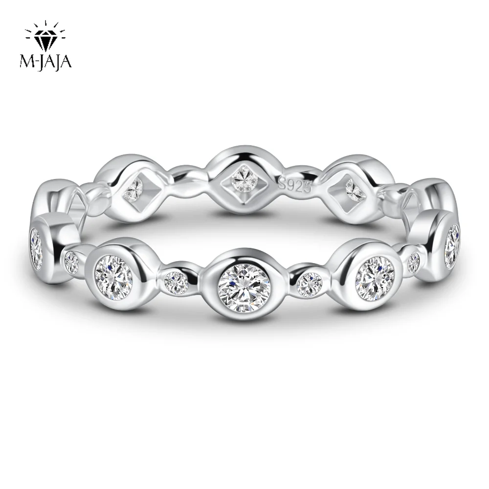 M-JA Moissanite Ring Original new Sterling 2025 Sier 0.39ct D Color Eternity Wedding Band for Women Couple Promise Rings Jewelry