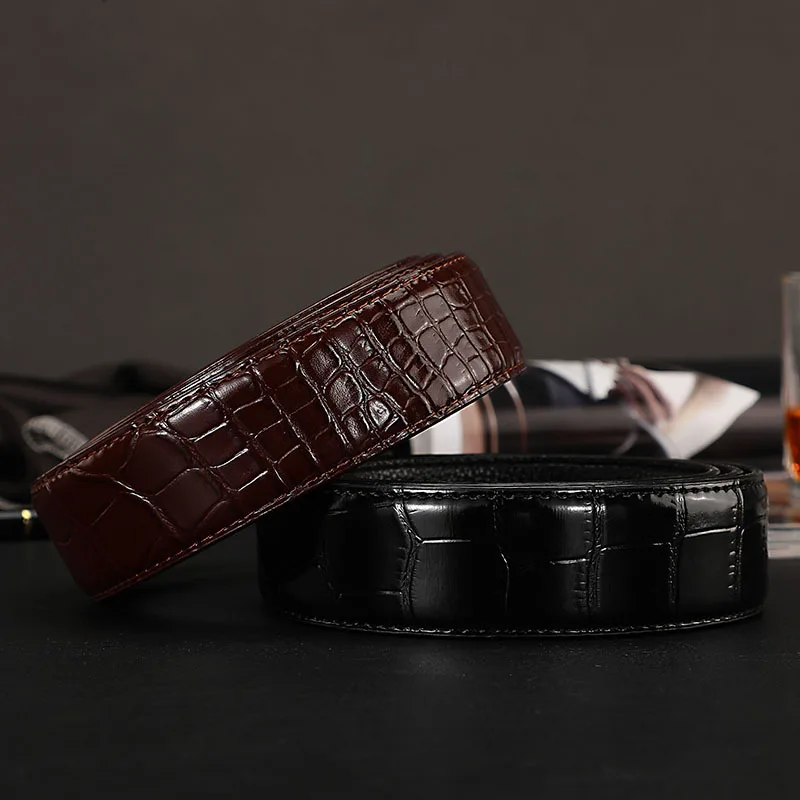 Hongmioo No Buckle 3.5cm Width 2025 Cowskin Genuine new Leather Belt Men Without Automatic Buckle Strap Male