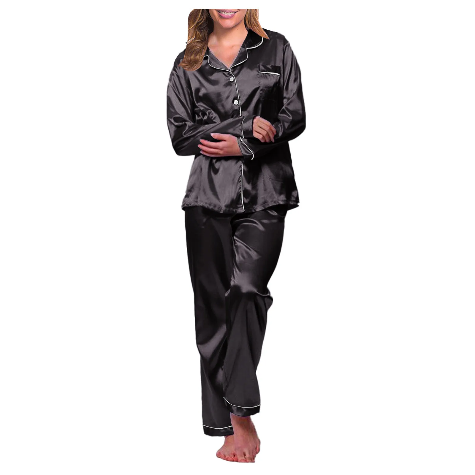 Pamas For Women Winter Long sleeves Sleepwear Sexy Lingerie Satin Pama new Sets Female Night Clothes Silk 2025 Pyjamas Loungewear New