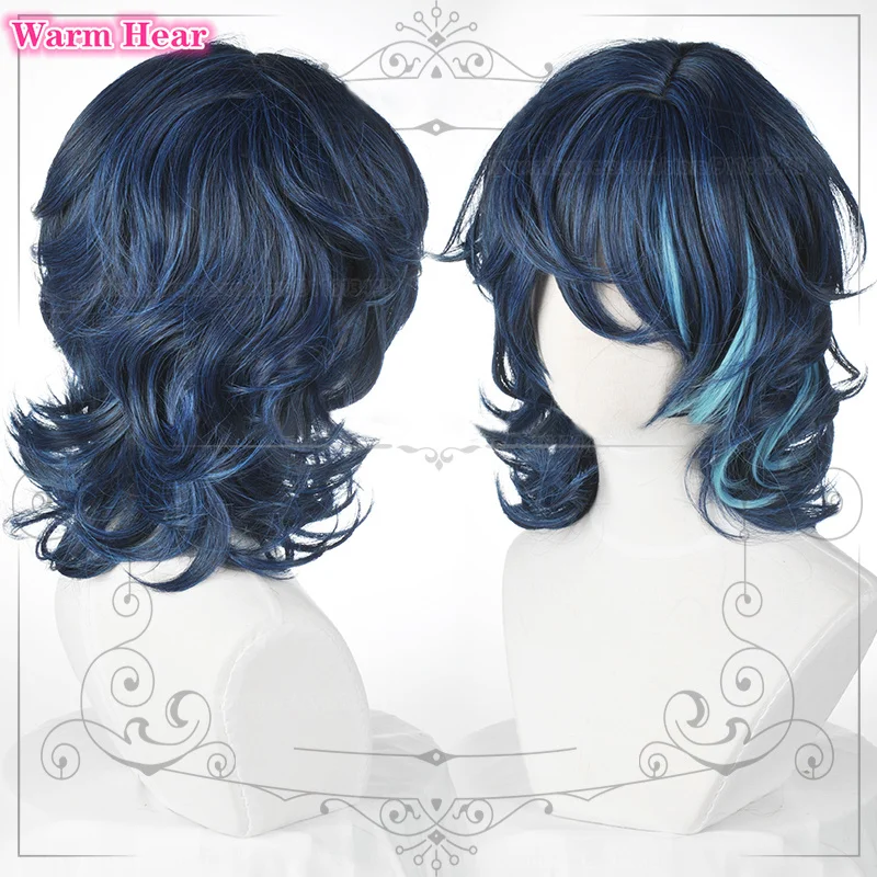 2025 Tsumugi Aoba Wig ES Tsumugi Aoba Cosplay Wigs new Blue Highlight Heat Resistant Hair Halloween Party Wigs + Wig Cap