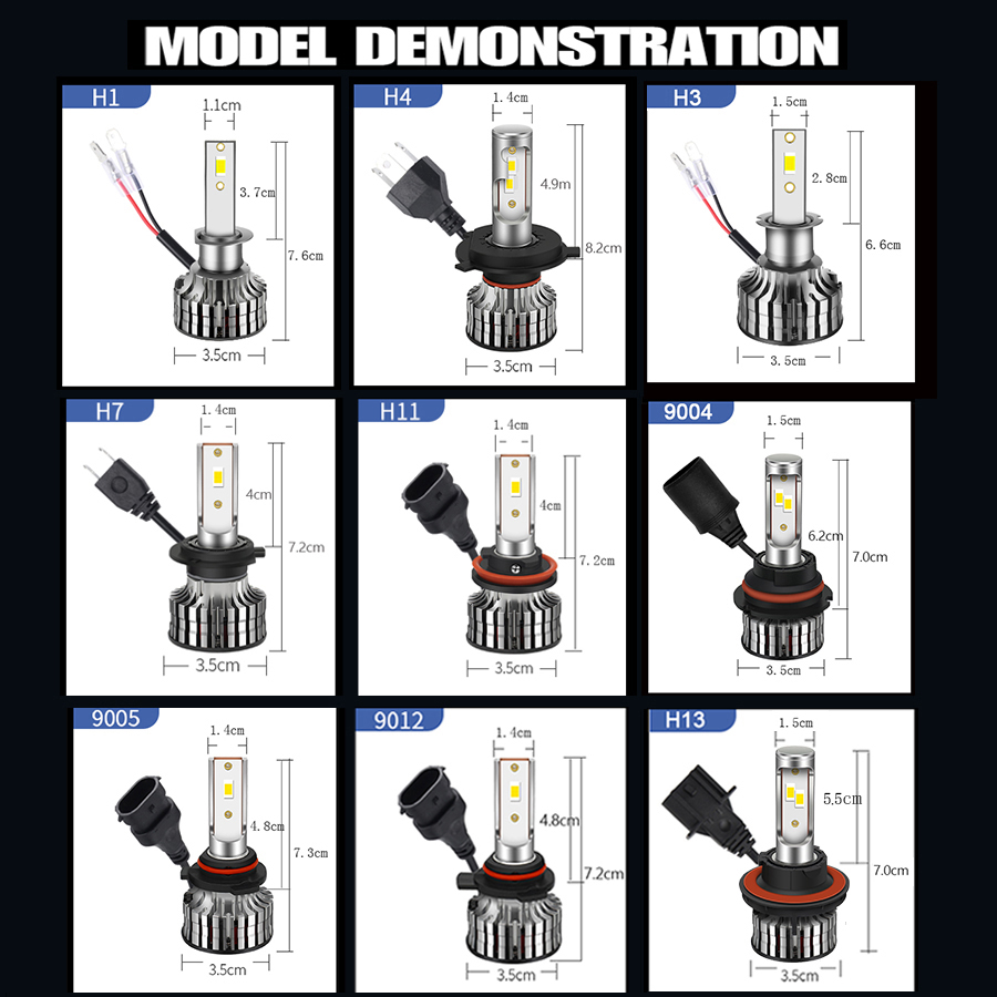 H7 H4 Led Canbus 110W 26000LM Headlight H1 H8 H9 H11 9005 Hb3 Hb4 9006 Led Bulb 12V 4300K 6000K 8000K Turbo Lamp For Car