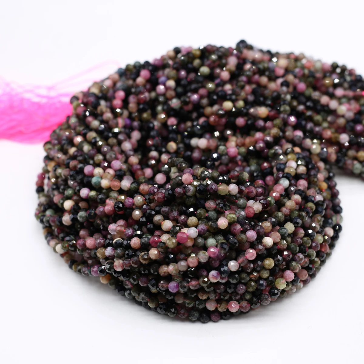 Natural Stone Beaded Faceted Round Colored Tourmaline Gemstone Loose Beads for Jewelry Making Diy Necklace Bracelet Accessories