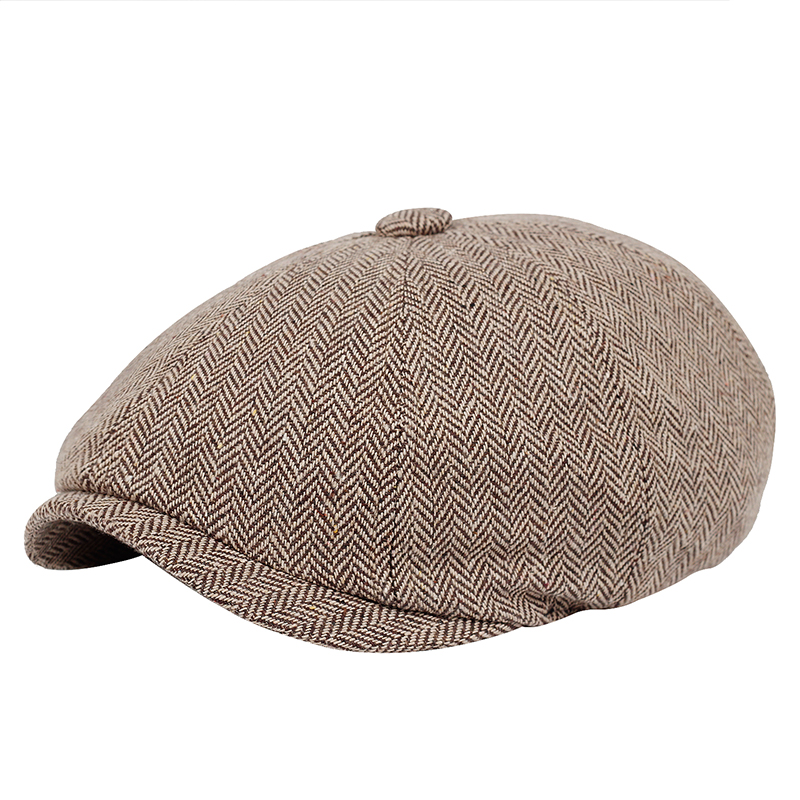 Men beret vintage Herringbone Gatsby Tweed hat Newsboy new Beret Hat spring Flat 2025 Peaked Beret Hats