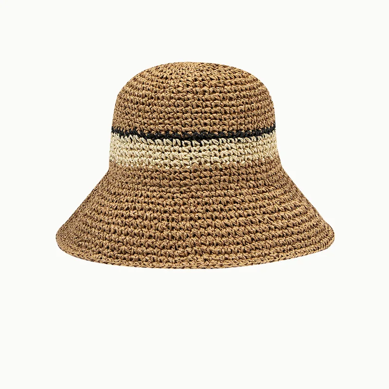 Beach Hat Women's Summer Panama Straw Bags Summer 2022 Straw or Wicker Cap Bucket Hat Sun Hats Stripe Sun Visor