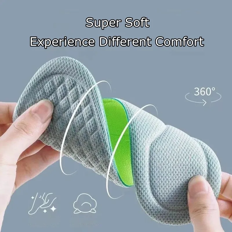New 4D Massage Sport 2025 Insoles for Shoes Sweat-Absorbing Breathable Deodorant Insole for Feet new Growing Sole Sponge Shoe Inserts Pad