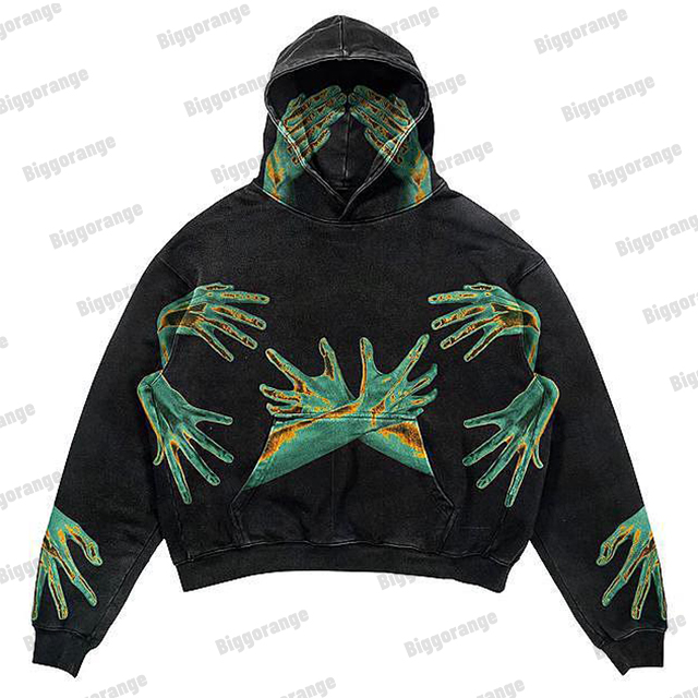 American Retro High Street Goth Print Hoodie Ladies Harajuku Sweatshirt Ladies Loose Pullover Ins Men Long Sleeve Clothes Tops