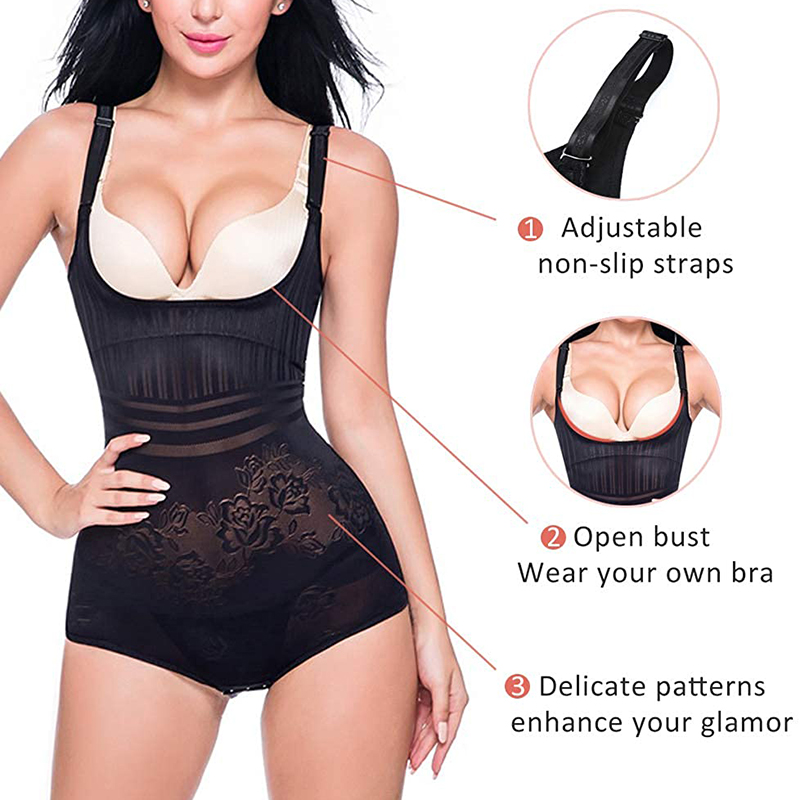 Shapewear for Women Tummy Control Hip Lifting Full Body Shaper Cinchers Open Bust Bodysuit Bottom Buckle Waist Trainer Corset