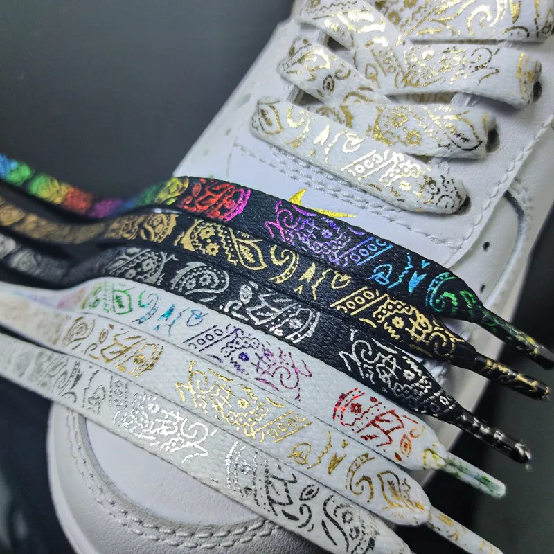 Cashew Flower Shoelaces for Shoes Gilding Flat Shiny Shoe Laces Sneakers Casual Tennis Basketball new Shoelace 2025 Woman Men Shoestrings