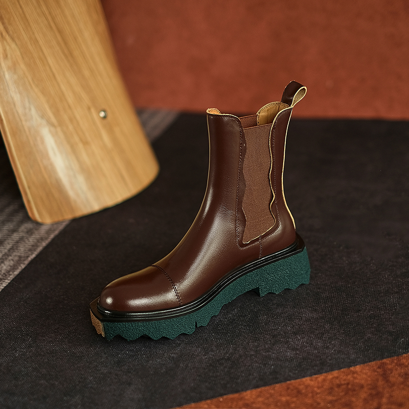 2024 Winter Shoes Genuine Leather Women Ankle atos De Mujer Flats Chunky Boots Platform shoes a135