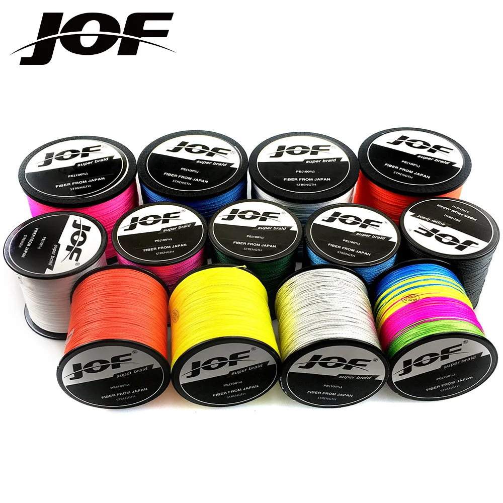 JOF PE Braided Wire Fishing Line 4 Strands 1000M Japan Strong Multifilament Fiber Fishing Line 0.10mm-0.50mm