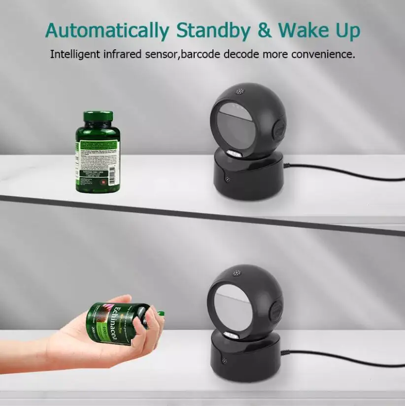 NETUM Desktop 2D QR Barcode Scanner, A5 Hands-Free Omnidirectional USB Big Barcode Reader 1D QR Screen Barcodes Scanning