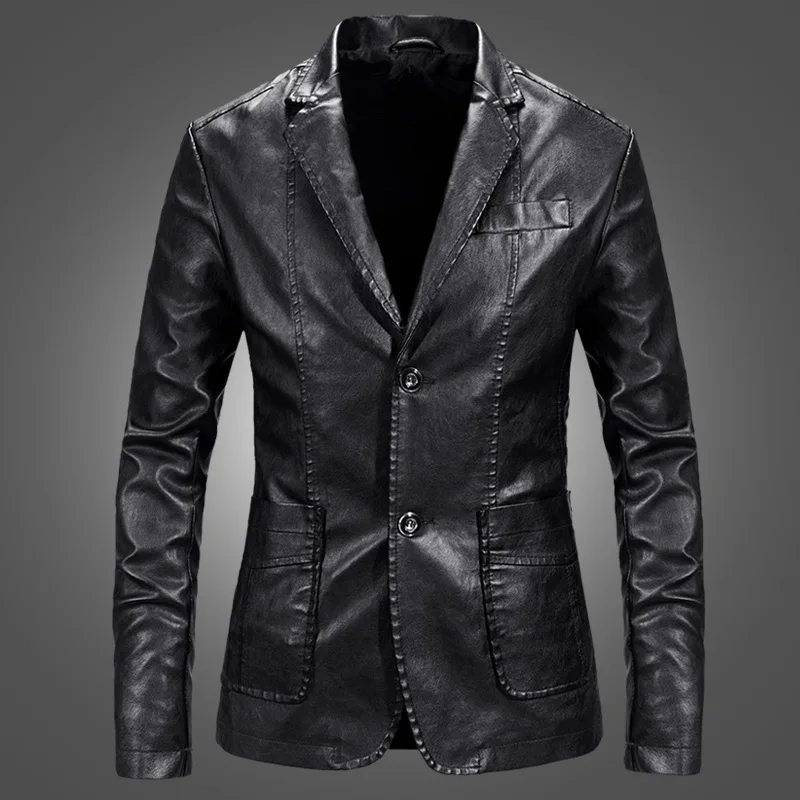 new PU Jacket Men Solid Color Leather 2025 Coat Jacket Casual PU Coats Motorcycle Biker Coat Leather Jackets Male Big Size 6XL