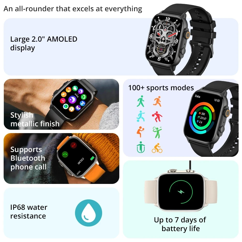 2.0 inch AMOLED Screen TK95 Ultra Smart Watch Always Show Time Series 8 High Refresh Rtae NFC Smartwatch Men Sport Watch Women