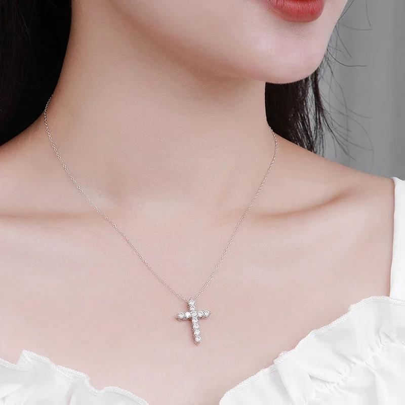 Smyoue Rhodium Plated 2.5-5mm Full Moissanite Necklace 2025 for Women new Sterling Sier Jewelry Party Pendant Top Quality
