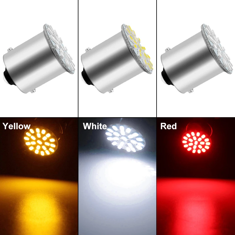 1/10 PCS Car Turn Signal Light BA15S 1156 BAY15D 1157 LED Bulbs 12V 7000K White Auto Tail Reverse Brake Parking Backup Lamps