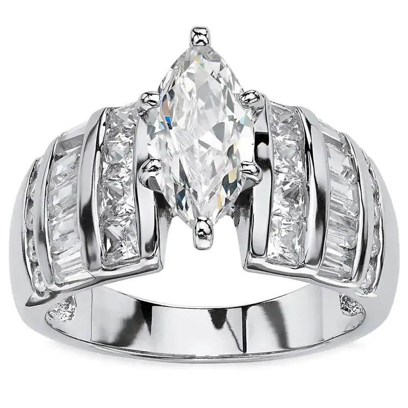 Huitan Luxury Proposal Engagement Ring Bling Bling White Cubic Zirconia Elegant Marquise AAA CZ Wedding Bands Jewelry for Women
