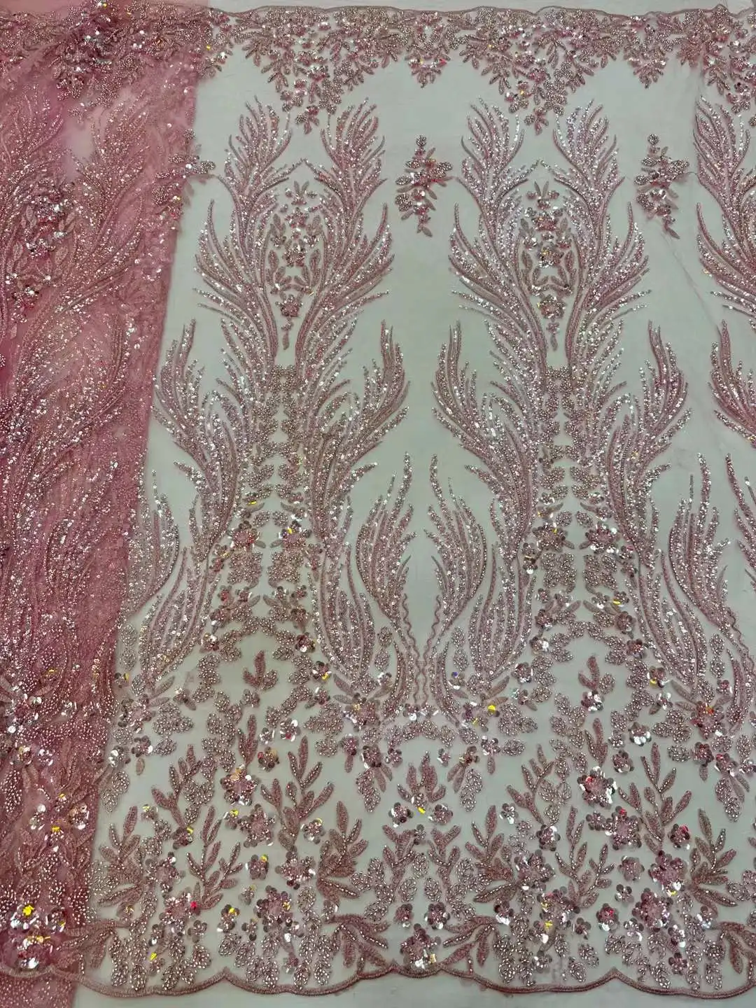 High-End Luxury French Embroidery Groom Lace Fabric High Quality 5 Yards African Nigerian Sequin Lace Fabric For Wedding Dress