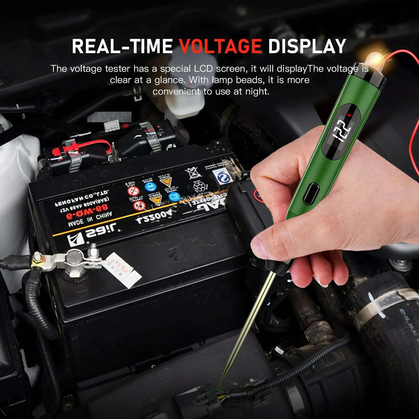 JDiag P50 Automotive Circuit Tester Car Power Circuit Probe Kit 12V 24V Digital Display Circuit Load Polarity Voltage Test Pen