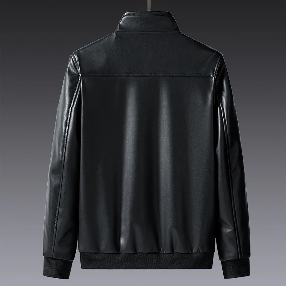 Solid Color Leather Jackets Male Big Size Plus Size 7XL 8XL PU Jacket Men Leather Coat Cargo Jacket Casual Motorcycle Biker Coat